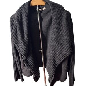 Loft by Ann Taylor open front sweater jacket, dark gray, with pockets. S…